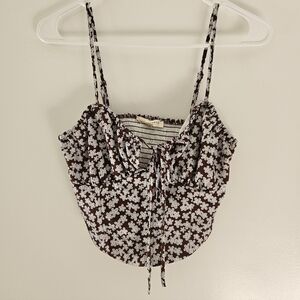 La Hearts Floral Brown Crop Top